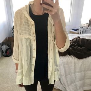 Free People Linen Hooded Top